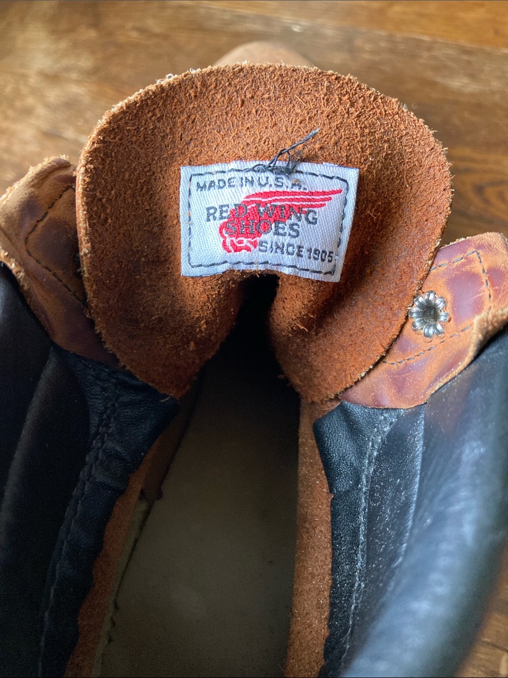Red Wing Brown Work Boots with Black Collar - Picture 5 of 5